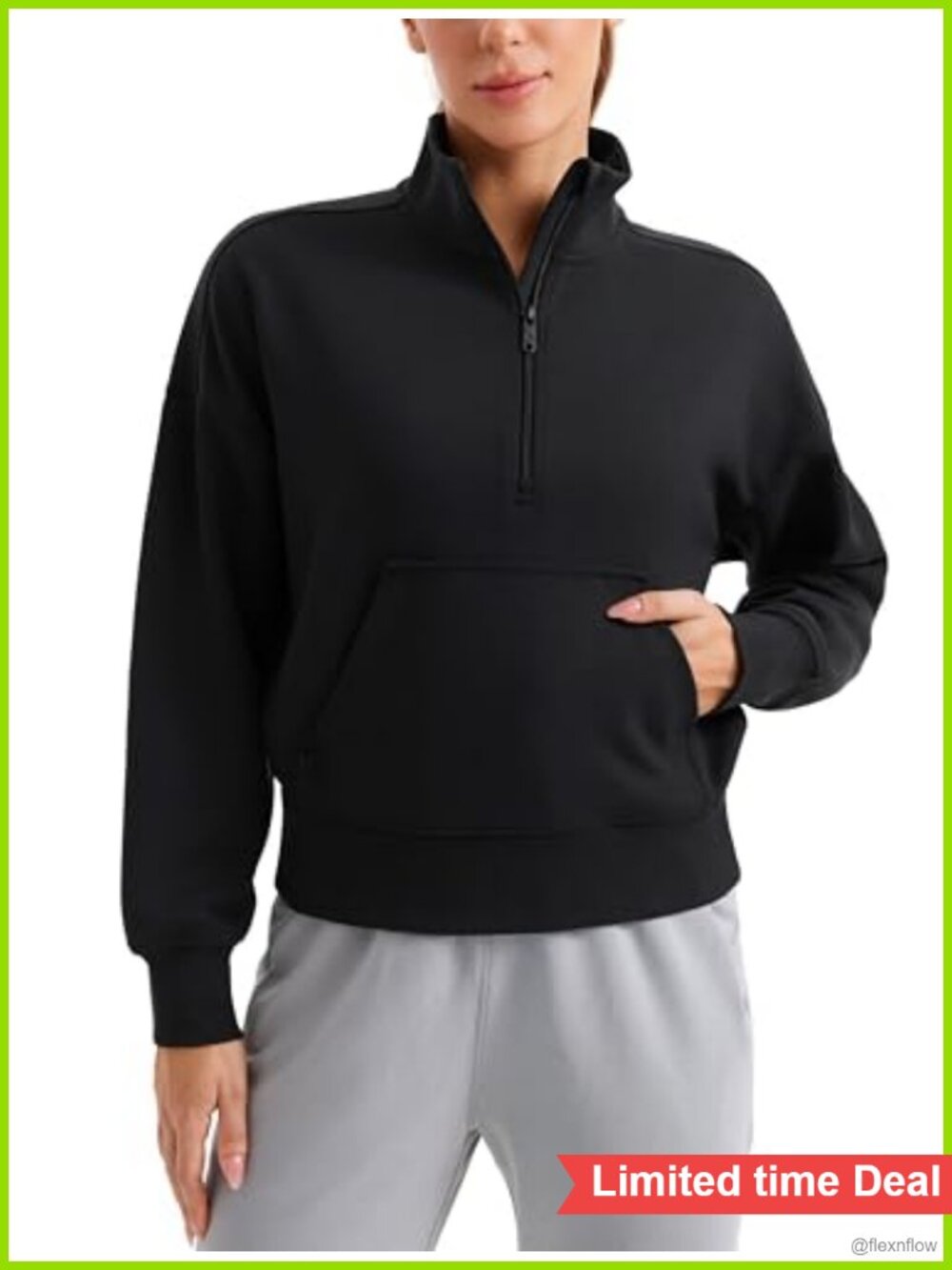 Half Zip Funnel Neck Sweatshirt - Peach Fuzz Texture, Kangaroo Pocket